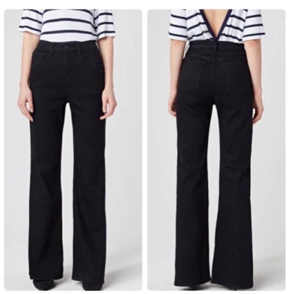 3X1 Black Adeline Split Flare Trouser/Wide Leg Jeans Sz 26 black  NEW